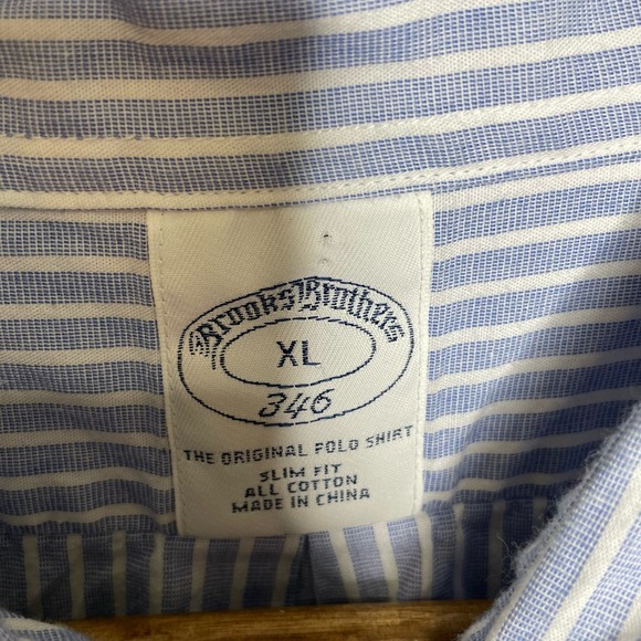 Brooks Brothers Blue Stripped Button Down Long Sleeve Shirt Size XL - Picture 2 of 3